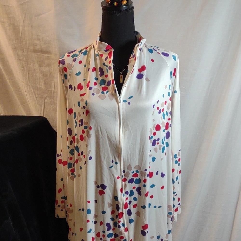 Vintage Zip Up Bathing Suit Cover / Loungewear / Robe / Cruisewear Size L